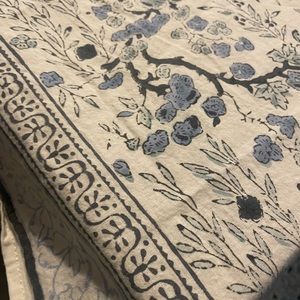 Indian Block Print French Country Cotton Tablecloth approximately 104” x 48”